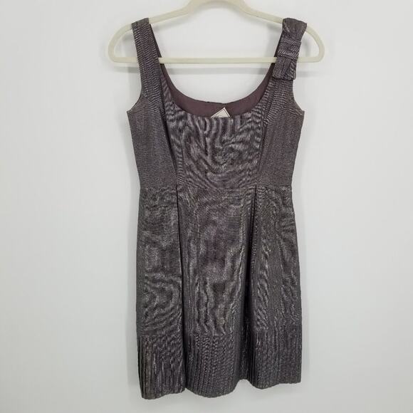 Anthropologie Yoana Baraschi Metallic Bow Dress 4 A Line Pleated Sleeveless - Picture 1 of 10